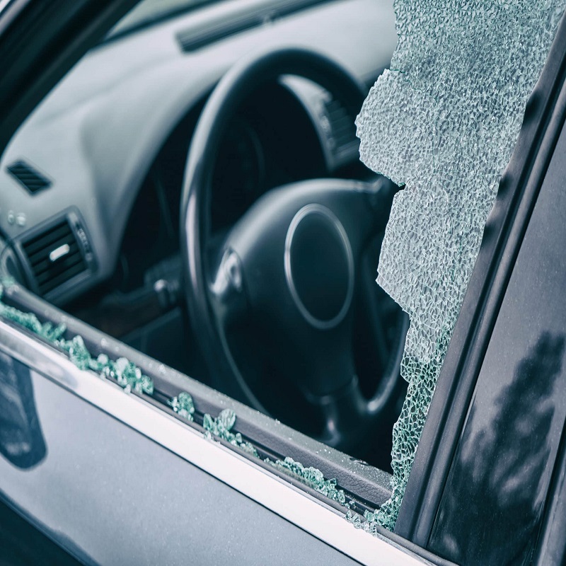 shattered car window